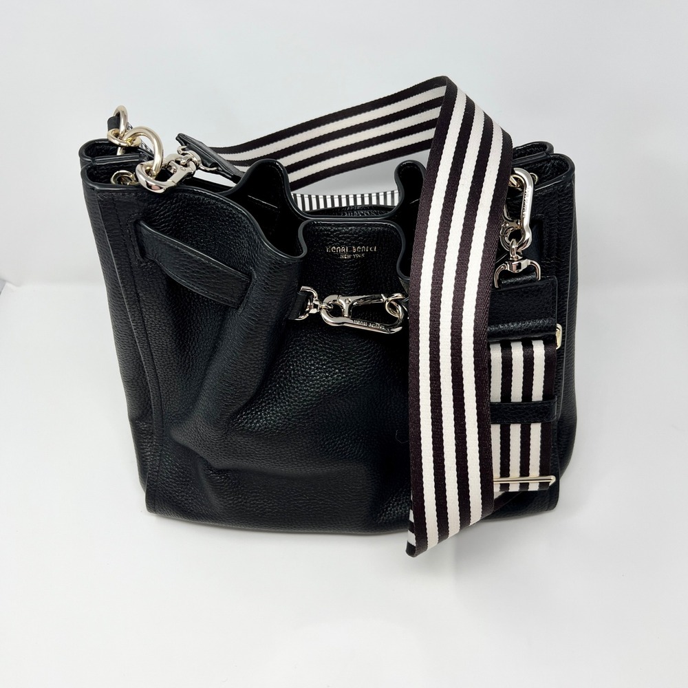 Henri Bendel‎ Leather Statement Hobo with HB Centennial Striped EUC